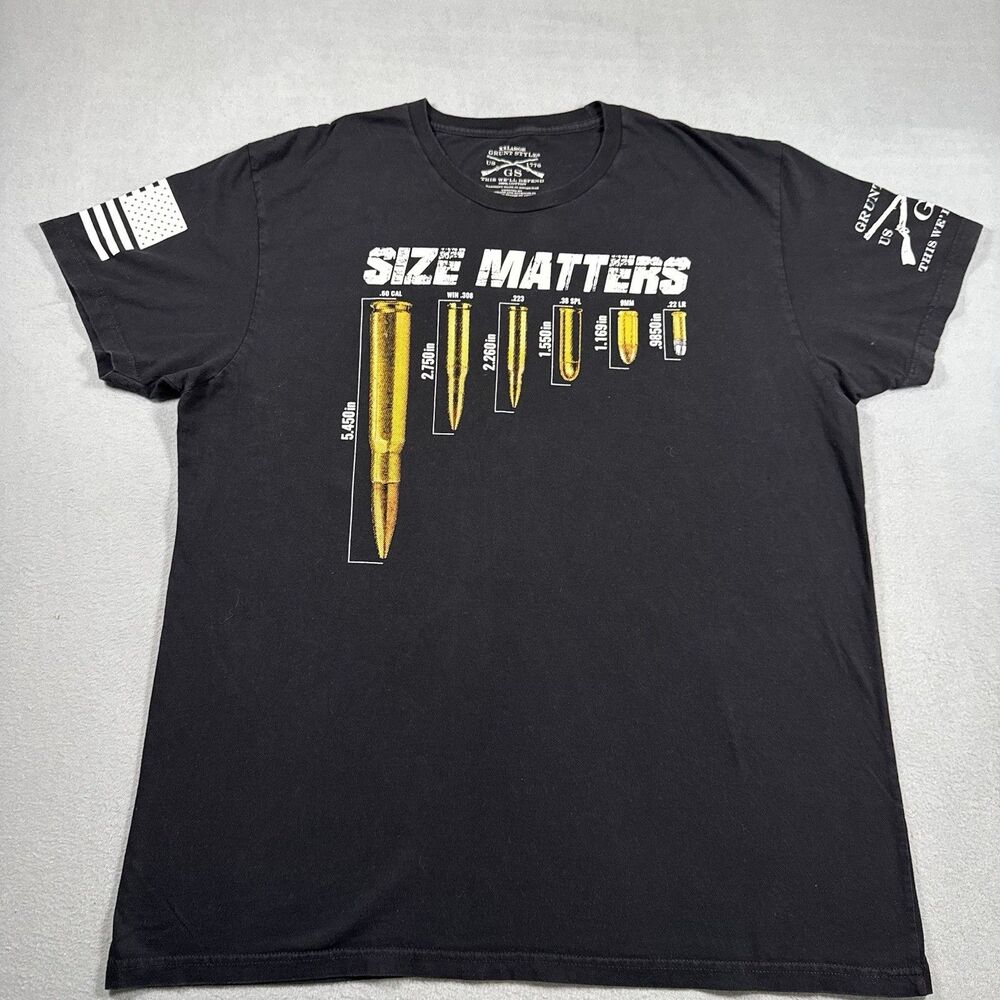 Grunt Style Mens 2XL Size Matters Bullet Caliber Graphic T-Shirt Black USA